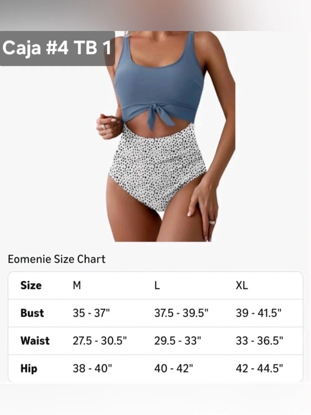 Tie-Front Scoop One-Piece Swimsuit in Dusty Blue and White Spot